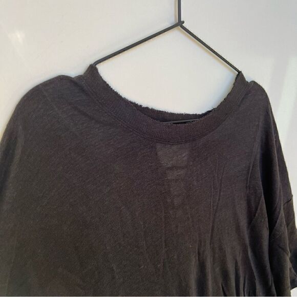 IRO 100% Linen Sturdy Tee Short Sleeve Oversized Cut Out Slouchy Top Black XS - Picture 7 of 13